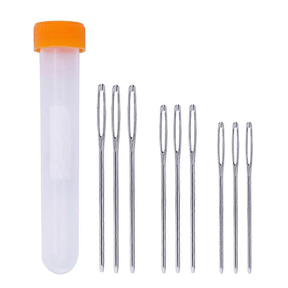 9pcs Large Eye Blunt Needles with Transparent Bottle – Durable Sewing & Crafting Needles for Knitting and Stitching