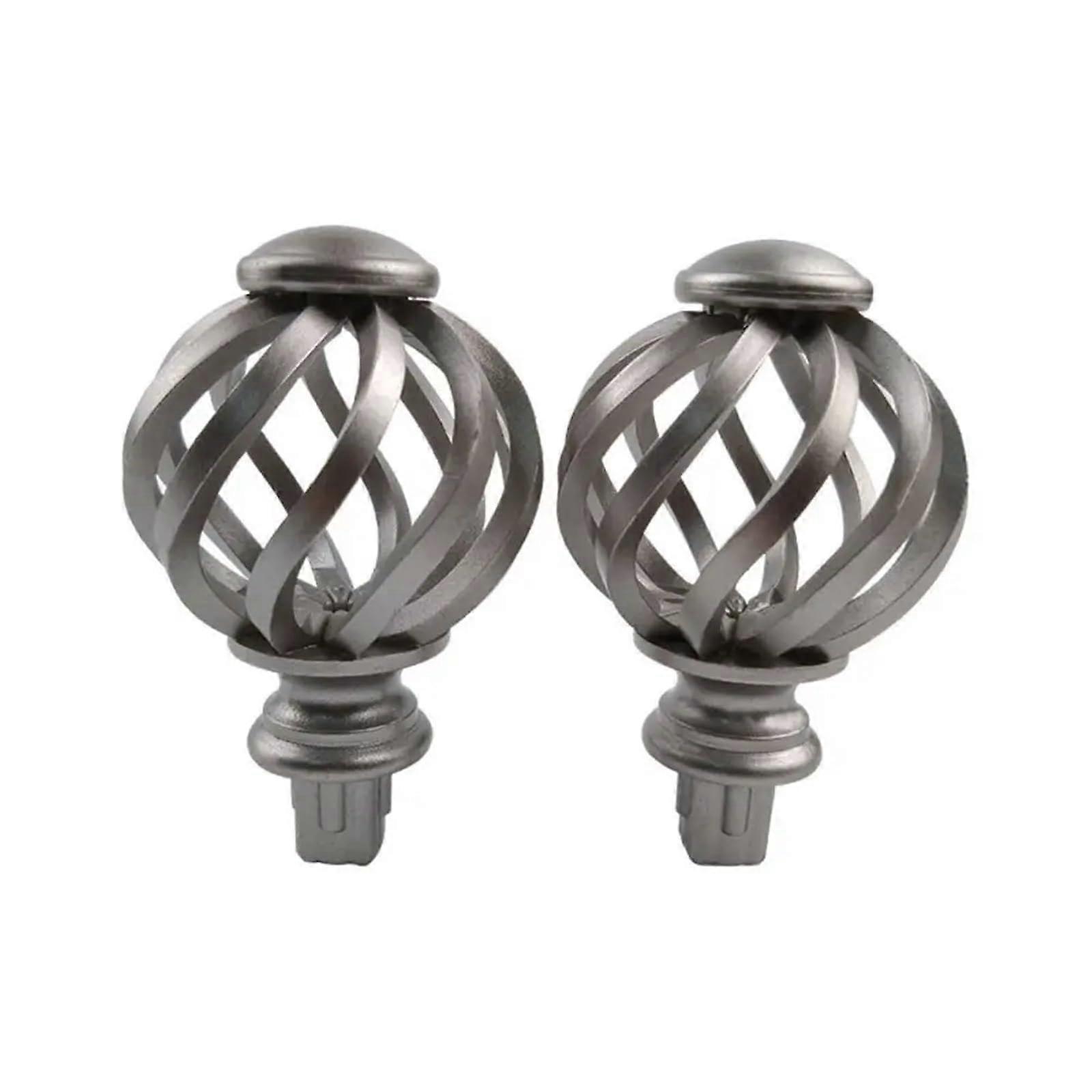 Pack of 2 Curtain Rod Finials, End Caps, Rod Ends, Decorative Cap (Silver)