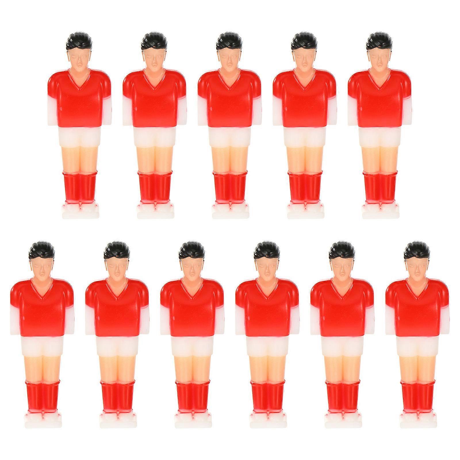 Red Plastic Foosball Men Set for Playing Use 11 Pieces Small Puppet Gifts Bright Colors