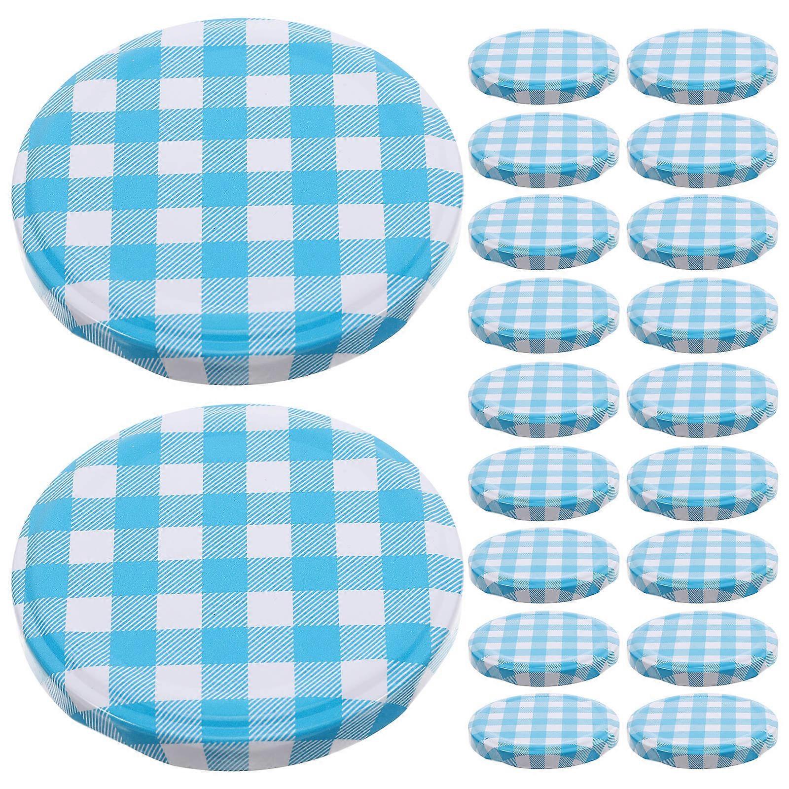 50 pcs Checked Plaid Jar Lids, High Temp Resistant Canning Covers for Chili Sauce Glass Jars, Airtight Seal for Freshness, Suitable for Home &