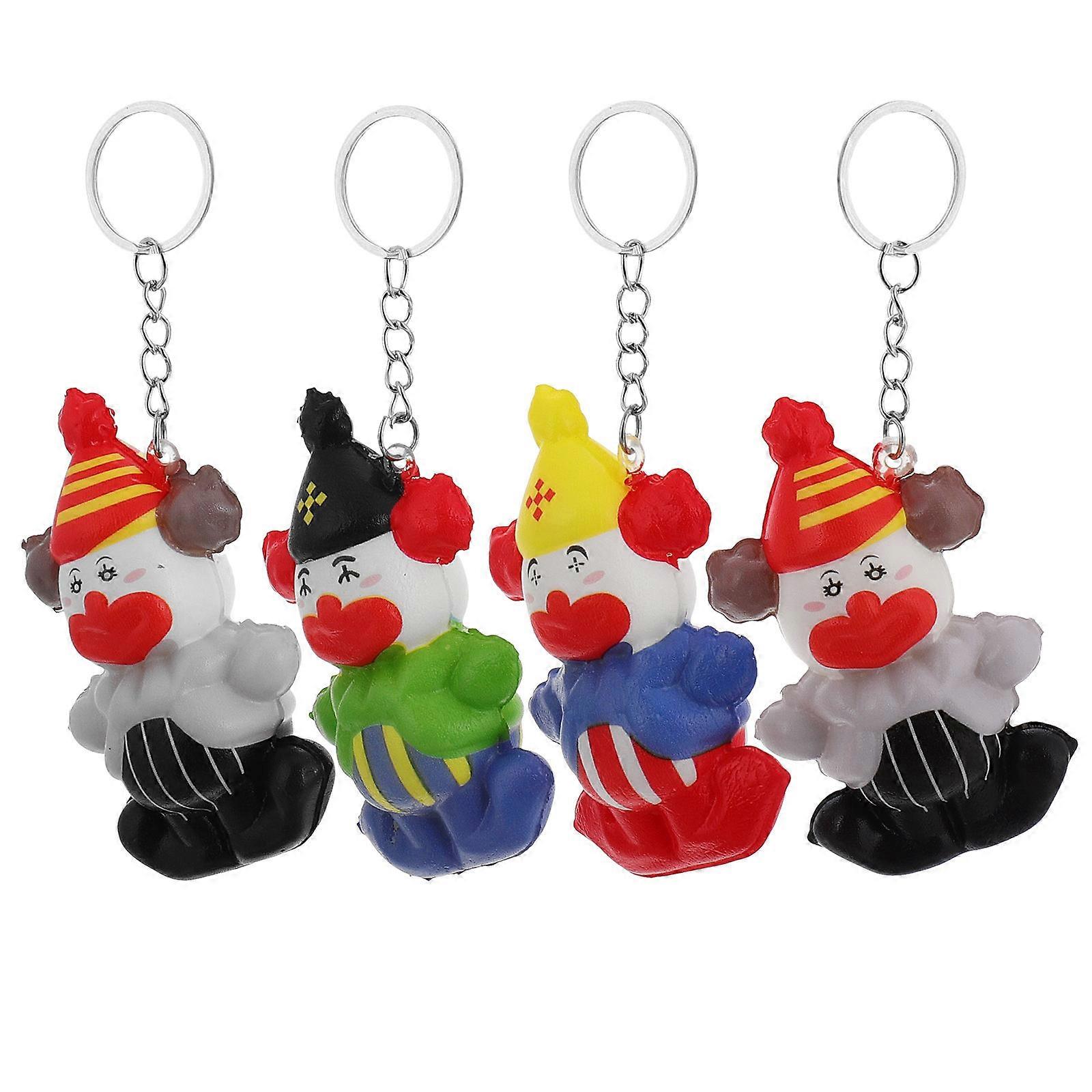 Bulk Keychains for Kids Cartoon Clown Shape Keyring Charms for Festive Occasions 4Pcs