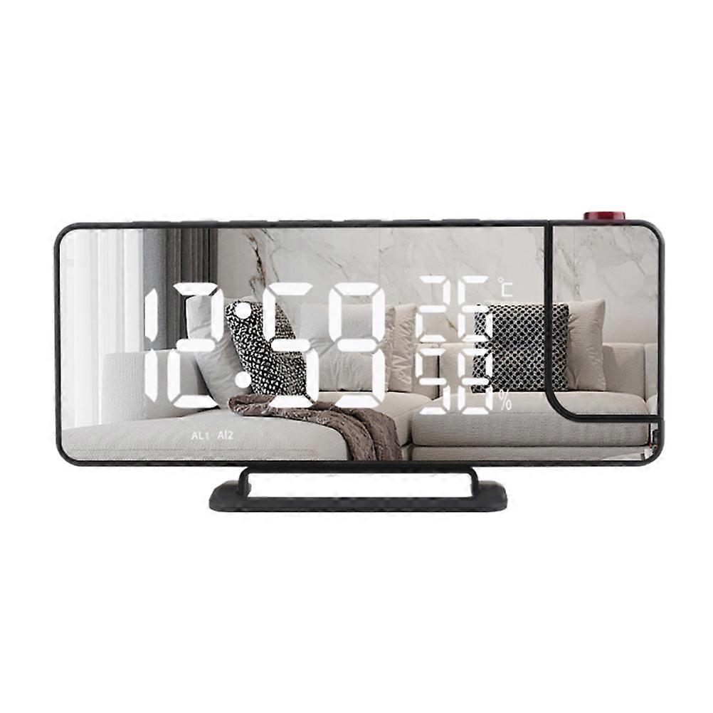 LED Projection Clock with Creative Design for Home Use Black Plastic 7 inch