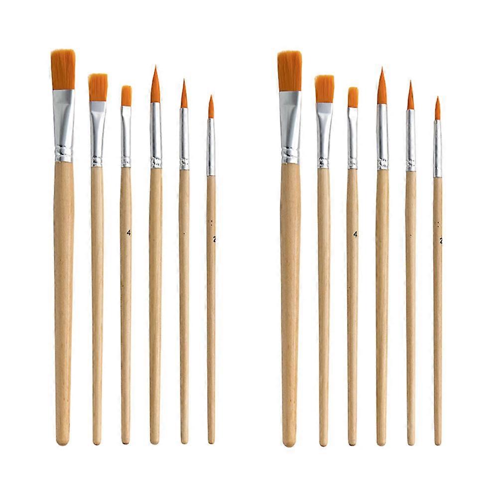 Paint Brush Set Multi-Needle Nylon Paint Brushes For Art Projects Kindergarten Students 12Pcs