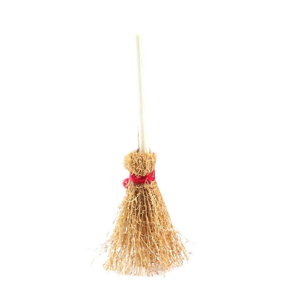 Miniature Broom Halloween Decoration, Large Witch Prop Hanging Accessory for Parties – Durable Straw Broom with Red Rope for Adults