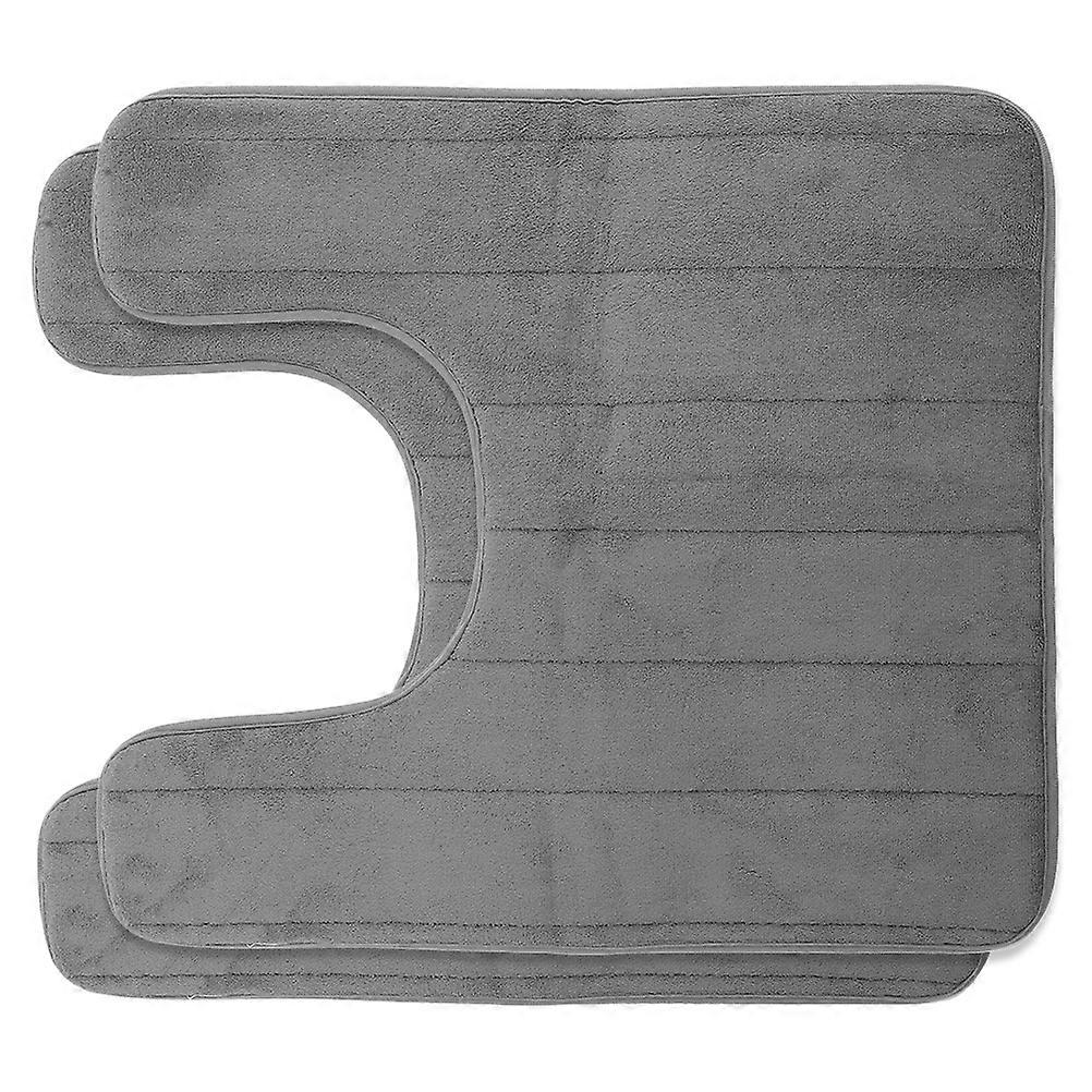 Closestool Feet Pad U-Shaped Toilet Floor Mat Dark Grey 60.00X50.00X1.00CM Anti-Skid Comfort 2Pcs