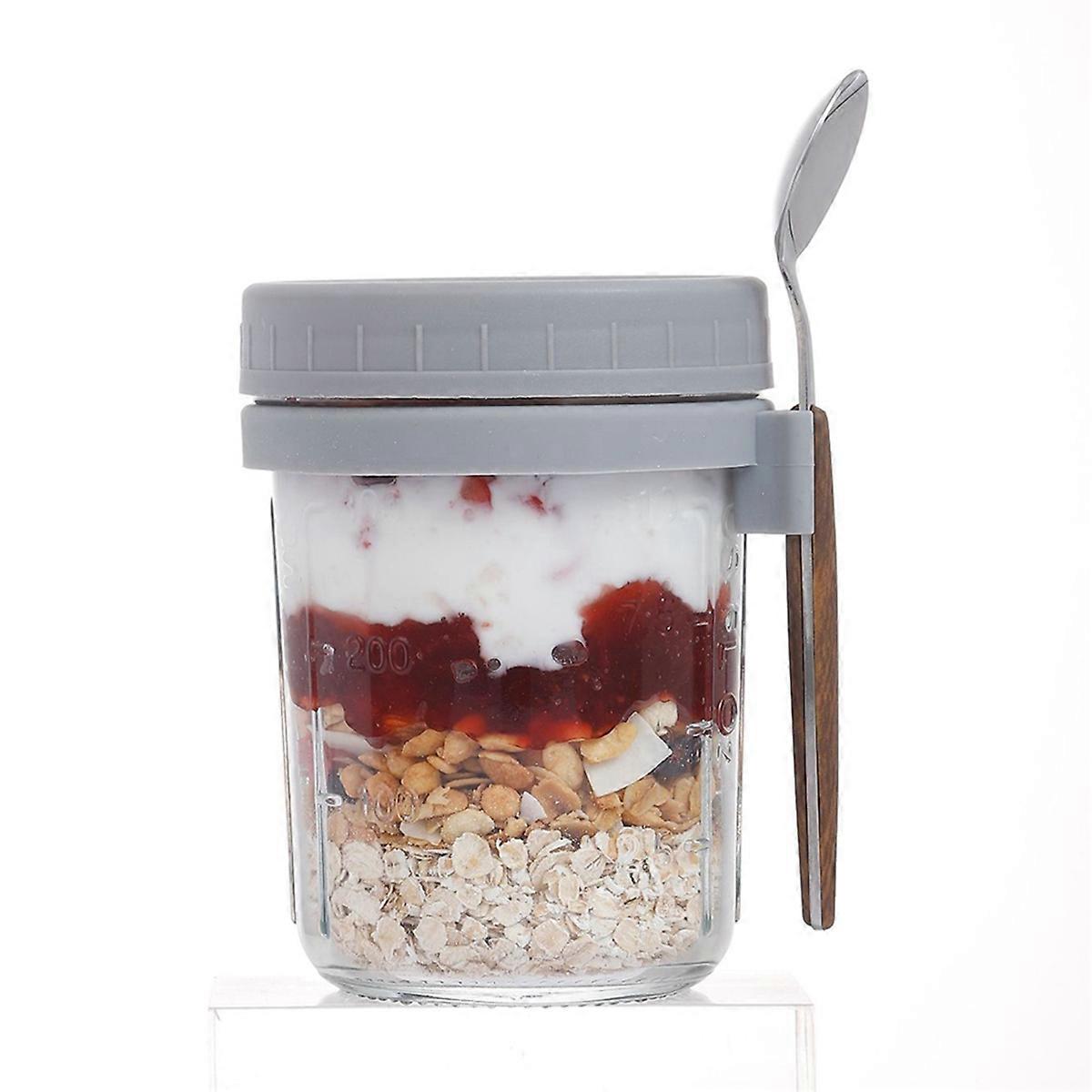 4Pack Overnight Oats Jars with Lids and Spoons