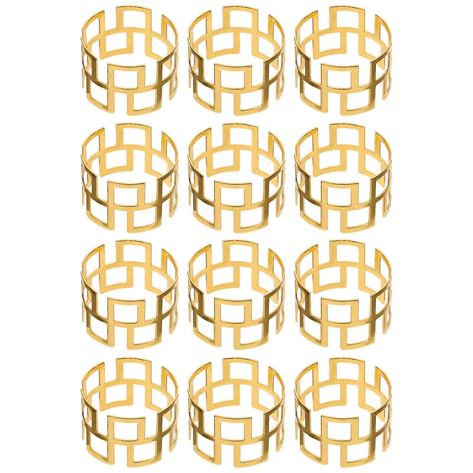 ユニークなデザインと 12 個の装飾用ゴールデンアイアン金メッキナプキンリング