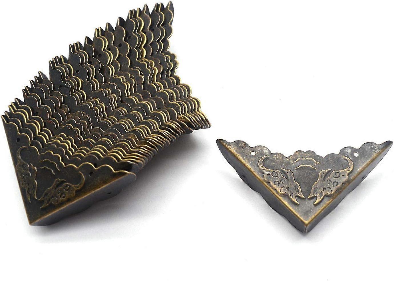 Antique Bronze Decorative Corner Protectors, 4.3 x 4.3 x 1 cm, with Mounting Screws, Pack of 30