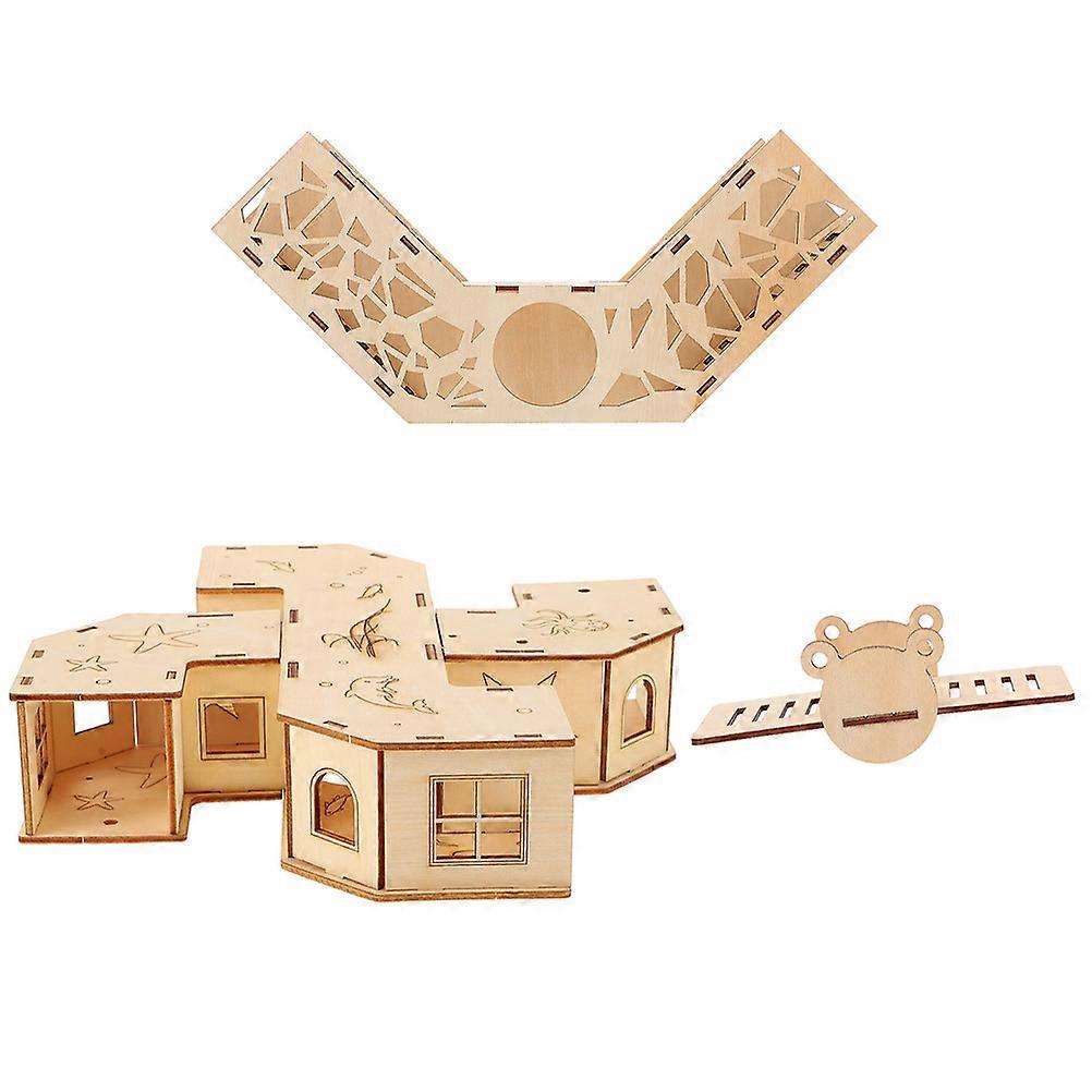 Wooden Hamster Tunnel Maze with Seesaw – Durable & Safe Exercise Labyrinth for Small Animals to Support Daily Activity and Agility Training