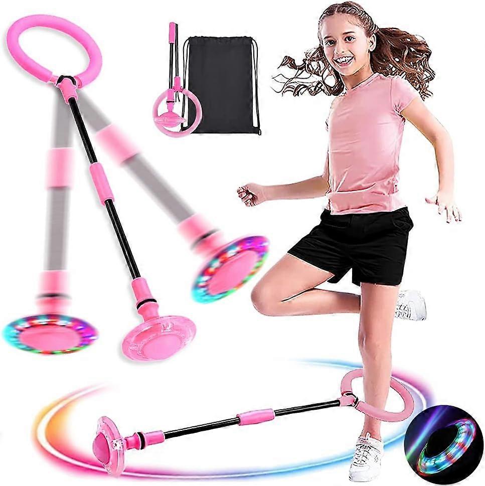 子供のためのLEDライト付きジャンピングボール - 点滅するジャンプリング、回転するジャイロ、折り畳み式