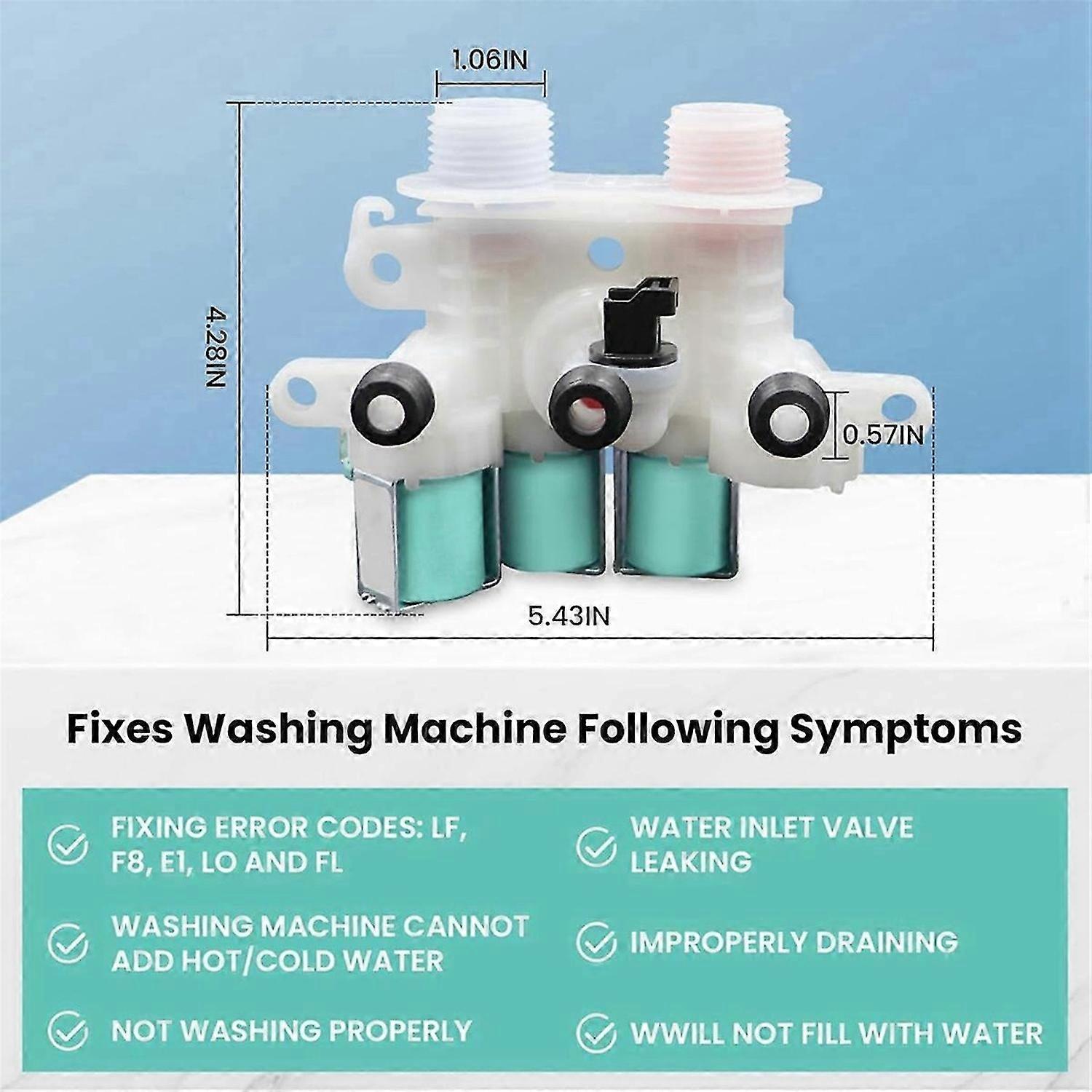 W11096268 W11220230 Water Inlet Valve for Whirl-Pool Ken-More Washing Machine W10632527 W10758829 W1