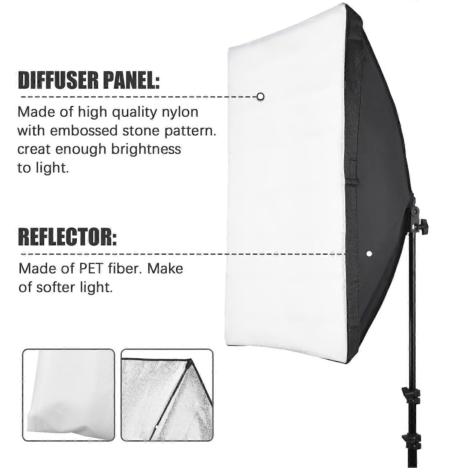 Kit de boîte à lumière de photographie de studio avec boîte à lumière de 50x70cm * 1 + support de trépied en métal 2M * 1 pour la diffusion en direct Portrait Produit Photo Vidéo