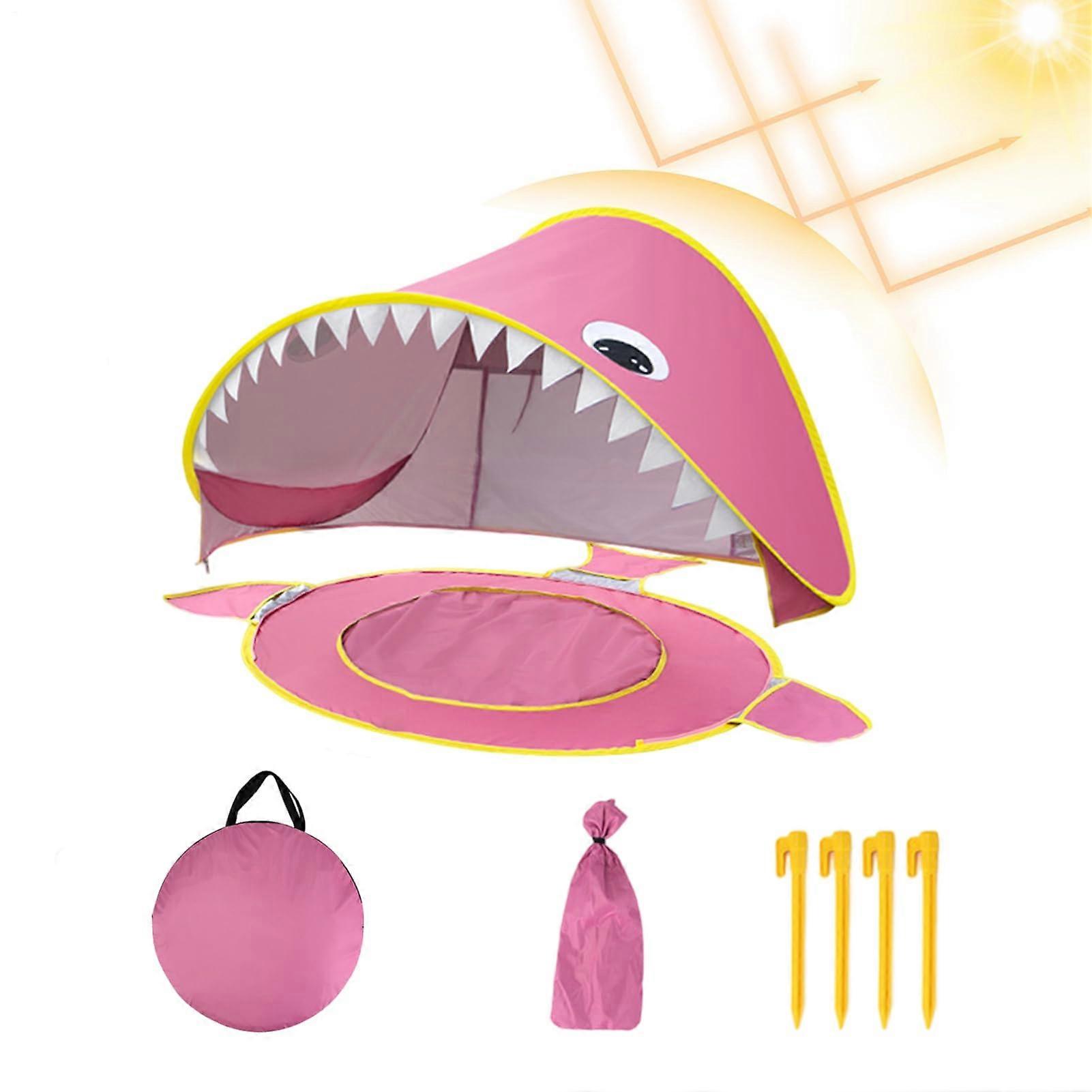 Outdoor Play Tent for Kids, Playhouse Tent Cartoon Beach Shade Canopy UV Protection with Builtin Small Pool, Foldable Sun Shelter in Pink