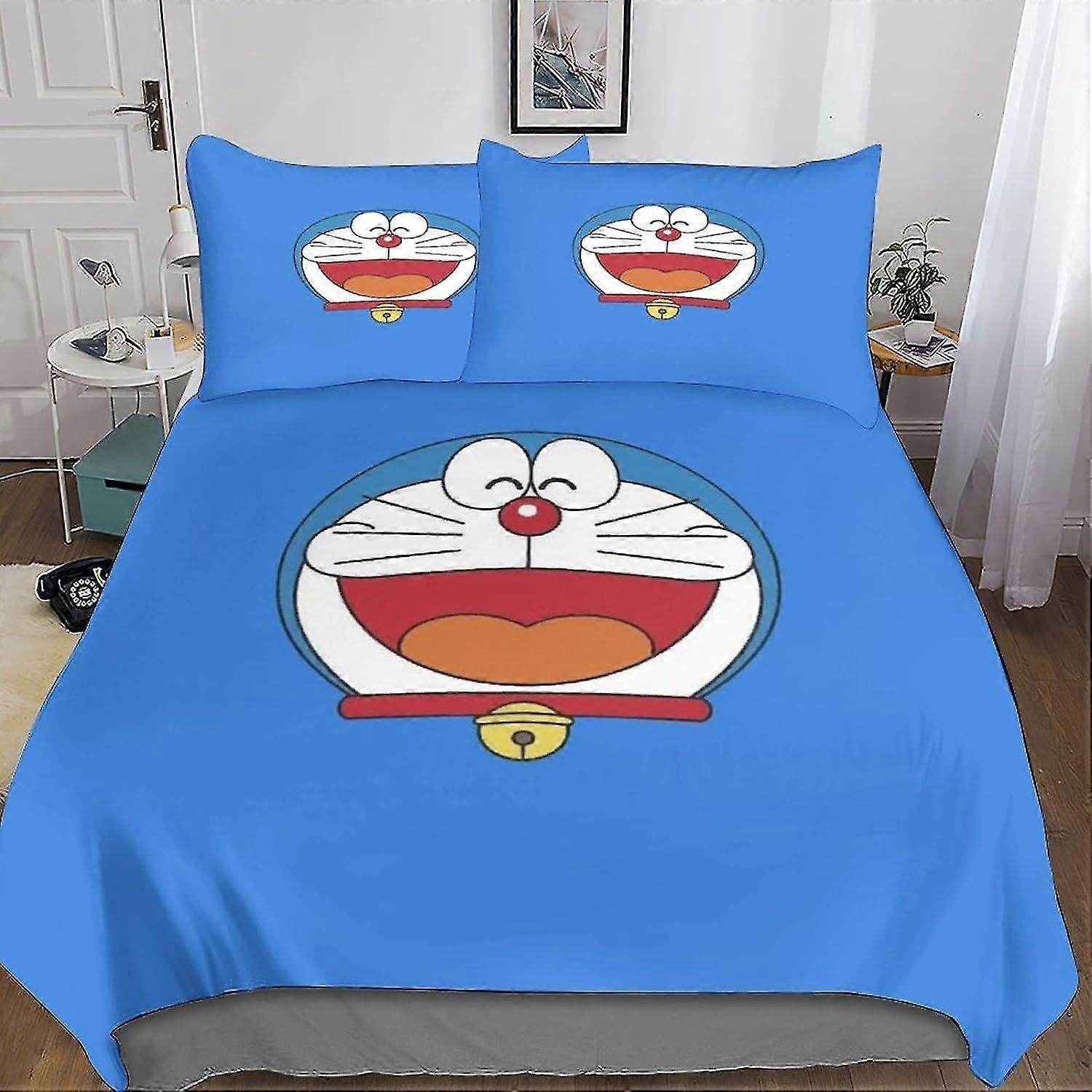 3D Printed Duvet Cover Set for Cartoon Fans, 3 Pieces with Pillowcase and Zipper Closure in Soft Microfiber