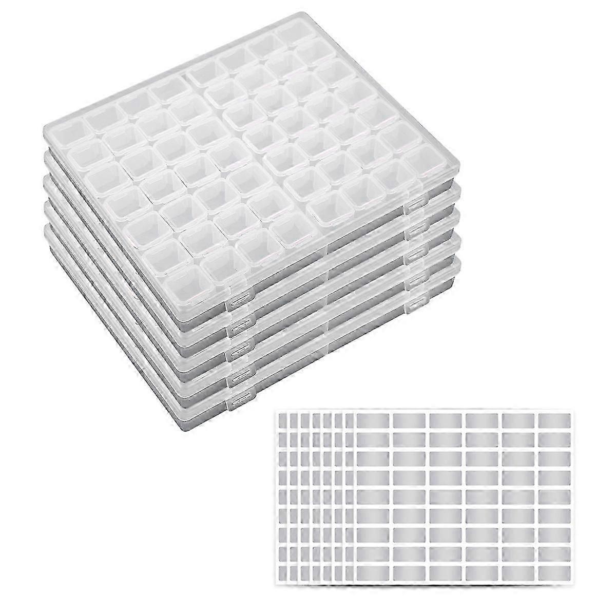 5-Pack Diamond Painting Storage Box, 56 Grids with 400 Stickers