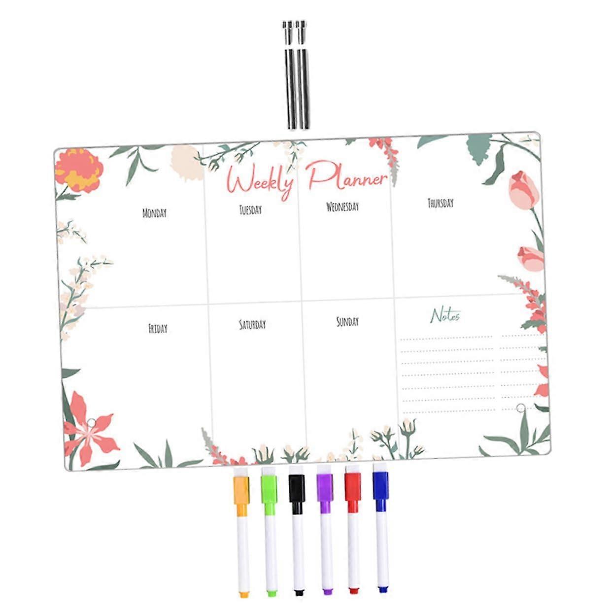 1Satz Acrylic Note Board Wipeable Memo Desk Board with Pens Practical Planning Board for Weekly Tasks Transparent Design for Office and Home