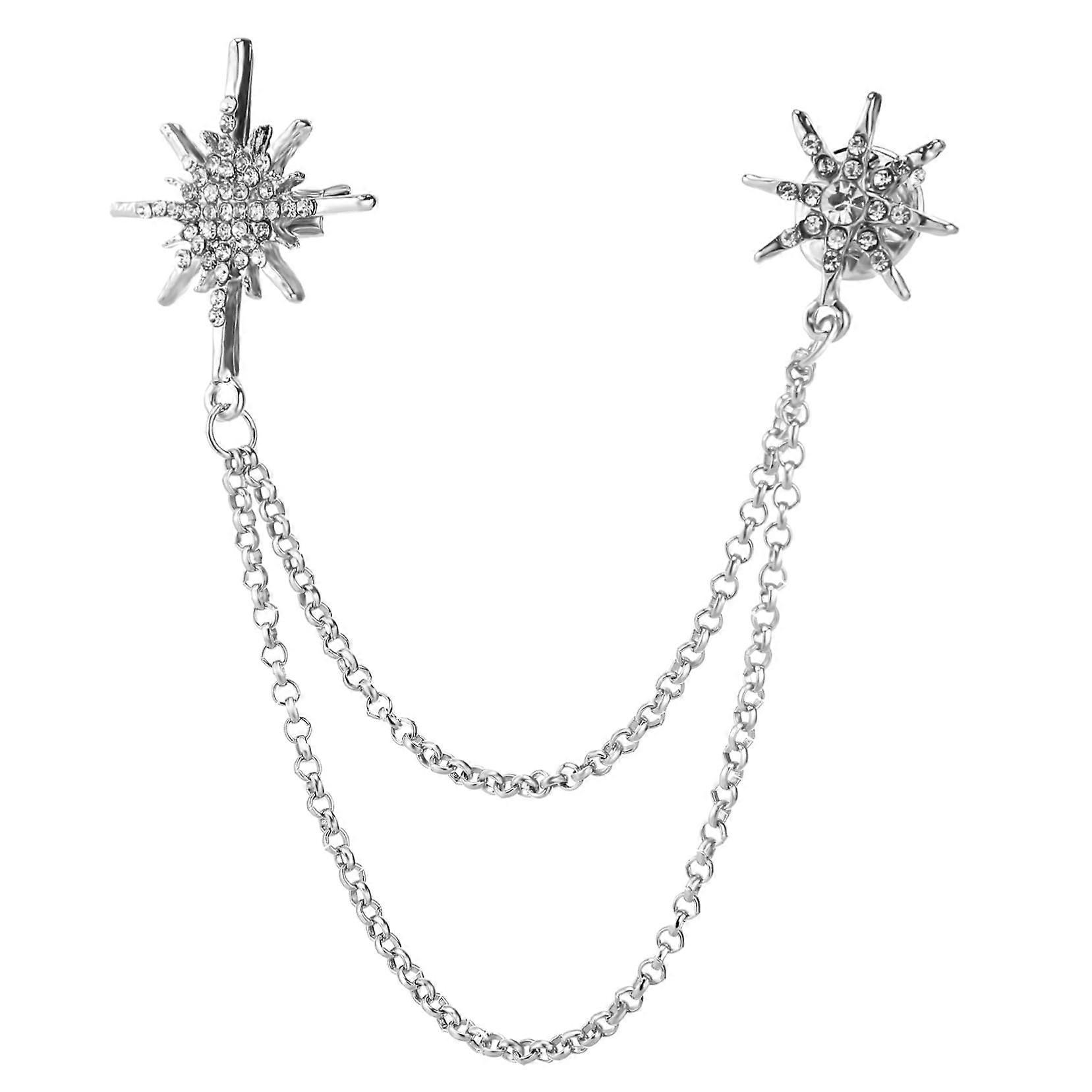 Baroque Rhinestone Brooch for Men, Silver Alloy Tassel Pin, Elegant Strass Brooch, Delicate Accessory