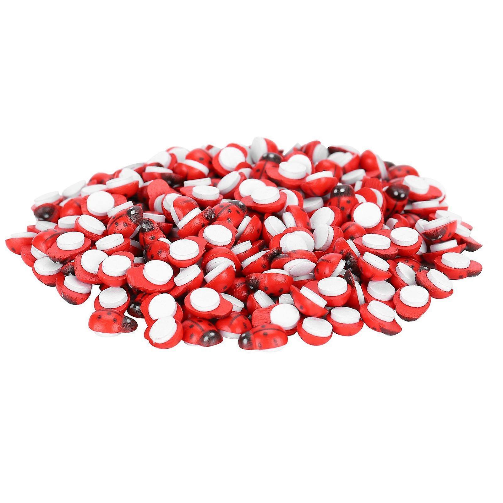 2025 Latest Model  300Pcs Wooden Ladybugs Simulation Tiny Landscape Crafts