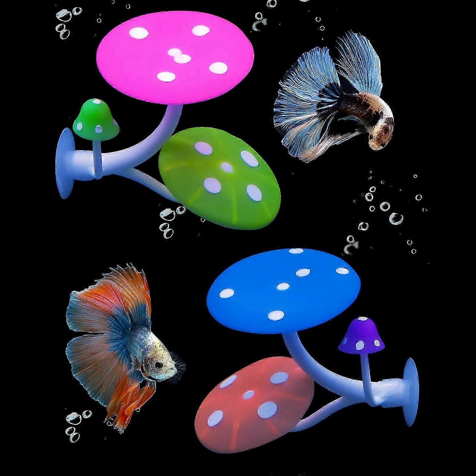 Mushroom Hammock Soft Aquarium Rest Bed Fish Breeding Playing Pad with Suction Cup Colorful Lifelike Decor for Fish Tank Landscape