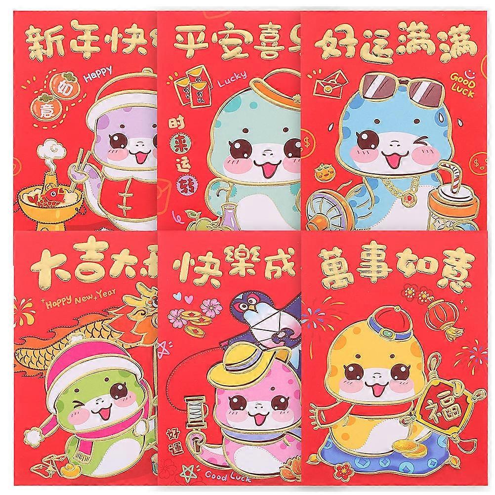 Money Envelope Chinese Red Envelopes Cartoon Snake Zodiac For Chinese New Year Cash Storage Rectangular 10Sets