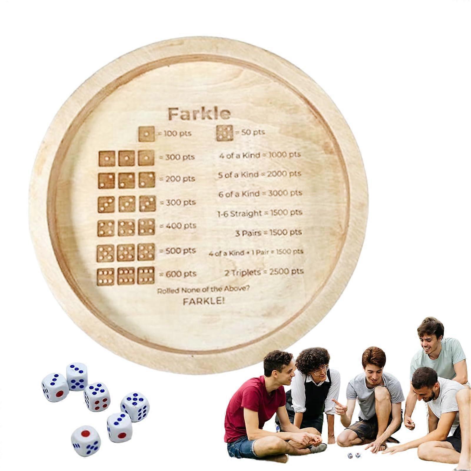Wooden Dice Tray for Rolling, Board Game Dice Tray Round Table Dice Holder for Parties Board Game Accessories