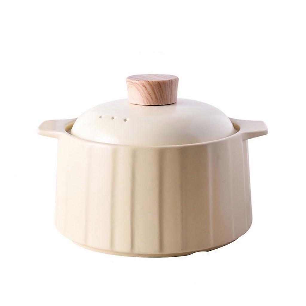 Soup pot, modern casserole with wood grain, stew pot, household ceramic stone pot