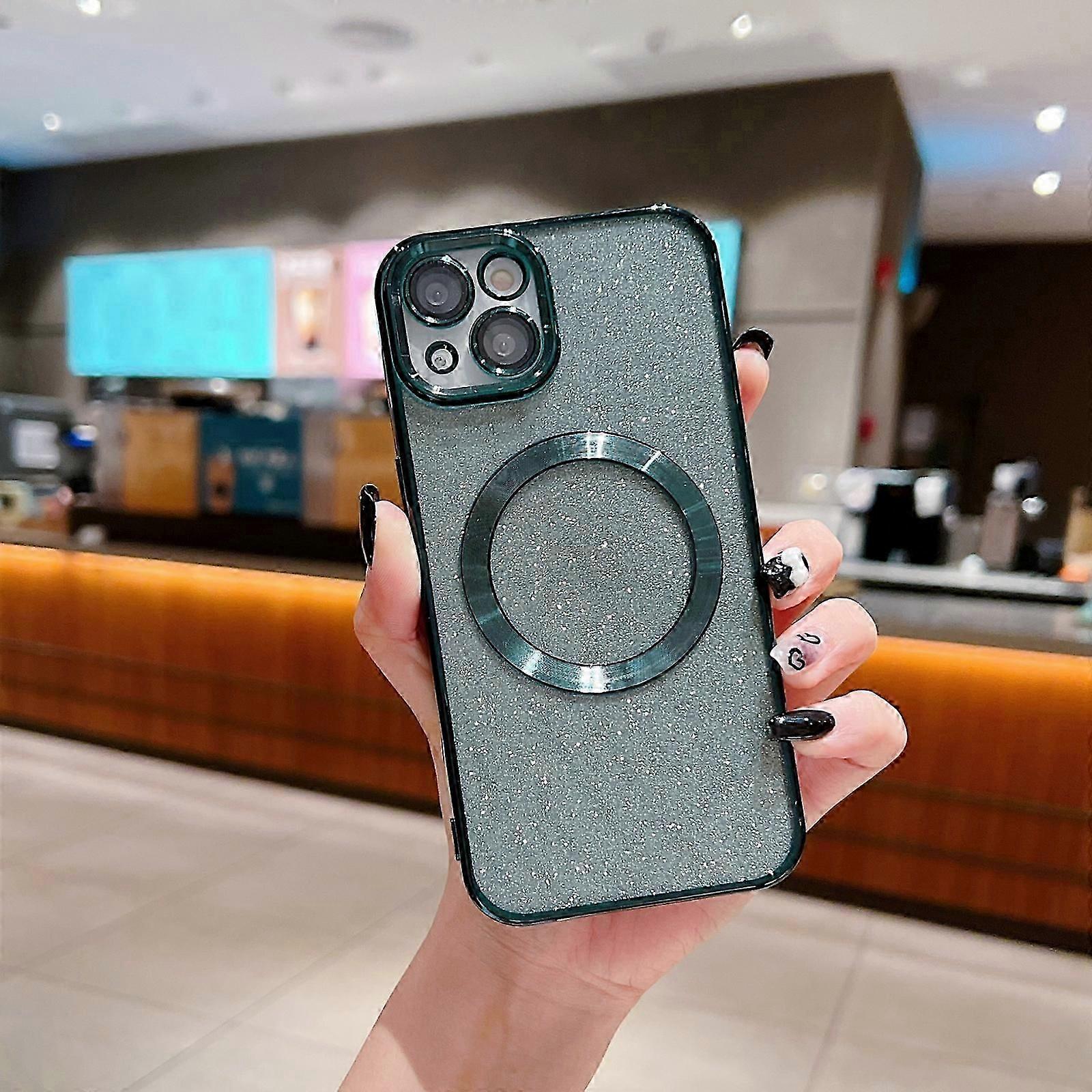 Glitter Case for iPhone 15 Pro Max/ 15 Ultra, Clear Magnetic Case Compatible with MagSafe Bling Sparkle Plating Soft Cover Women