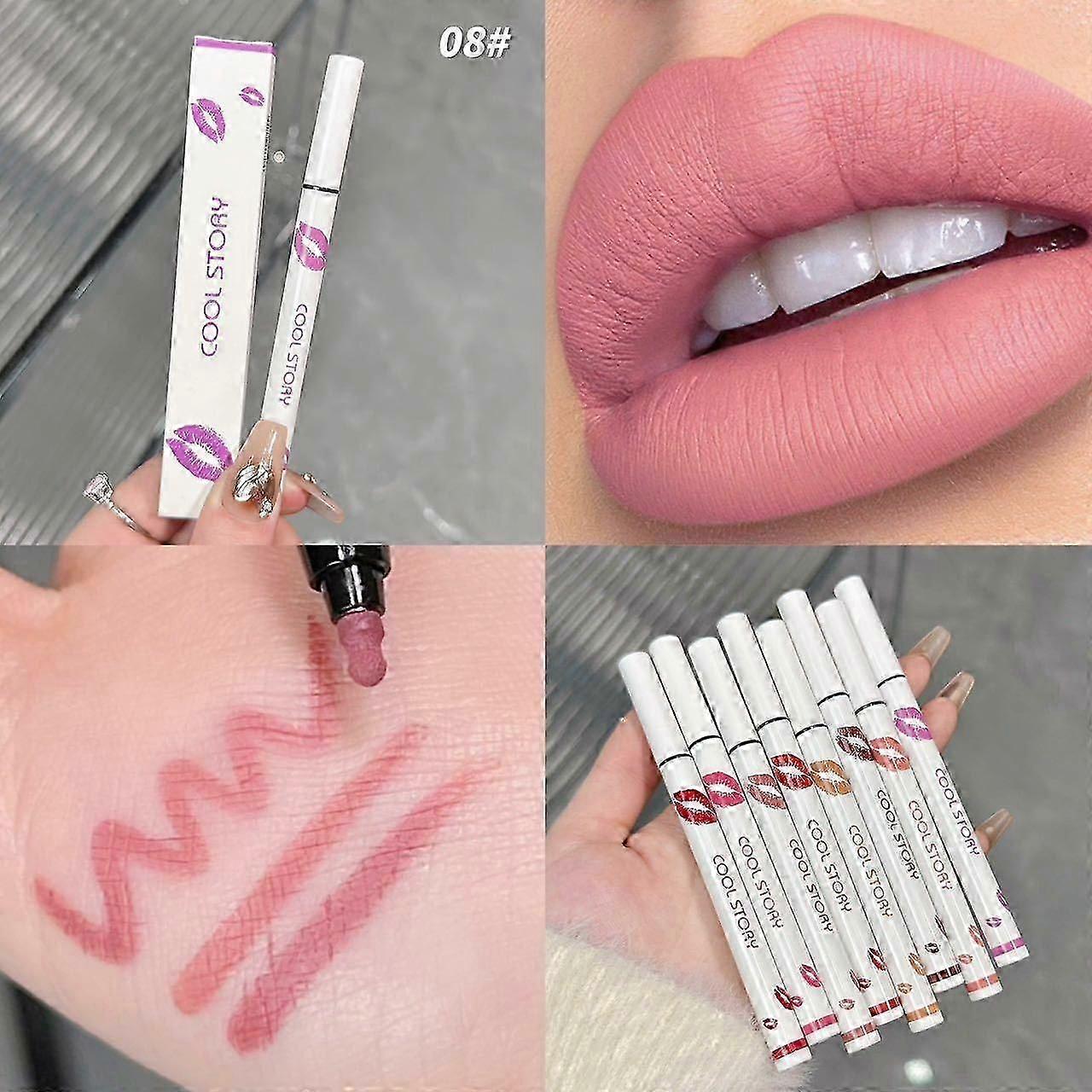 Lip Stain Marker,2 σε 1 υγρό κραγιόν &; μολύβι μολύβι χειλιών,μακράς διαρκείας αδιάβροχο 24 ώρες