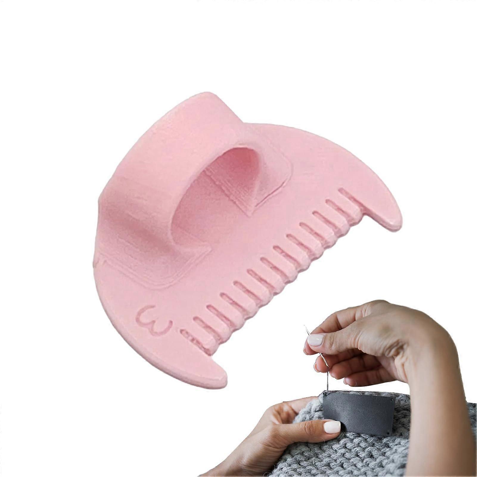 Hand Sewing Seam Guide Tool, Pink 3D Printed Alignment Tool for Fabric Stitching with Thimble Protection, 1.97 x 1.5 x 0.87 Inches