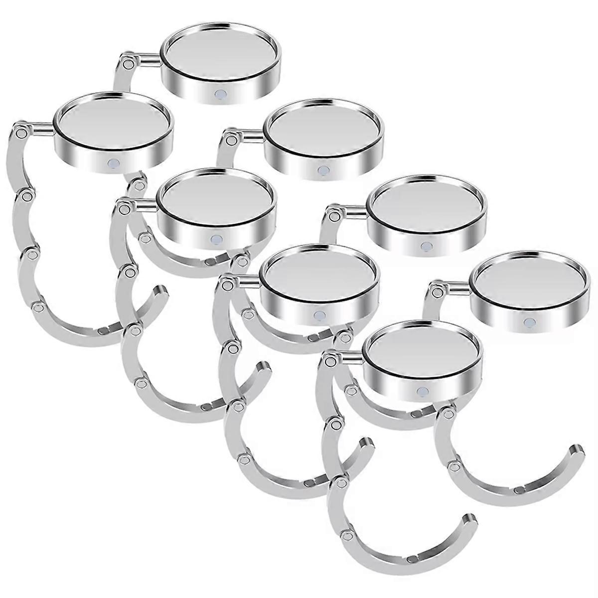 8pcs Folding Bag Hanger Rack Portable Alloy Handbag Table Hook Non-Slip Multipurpose Purse Key Holde