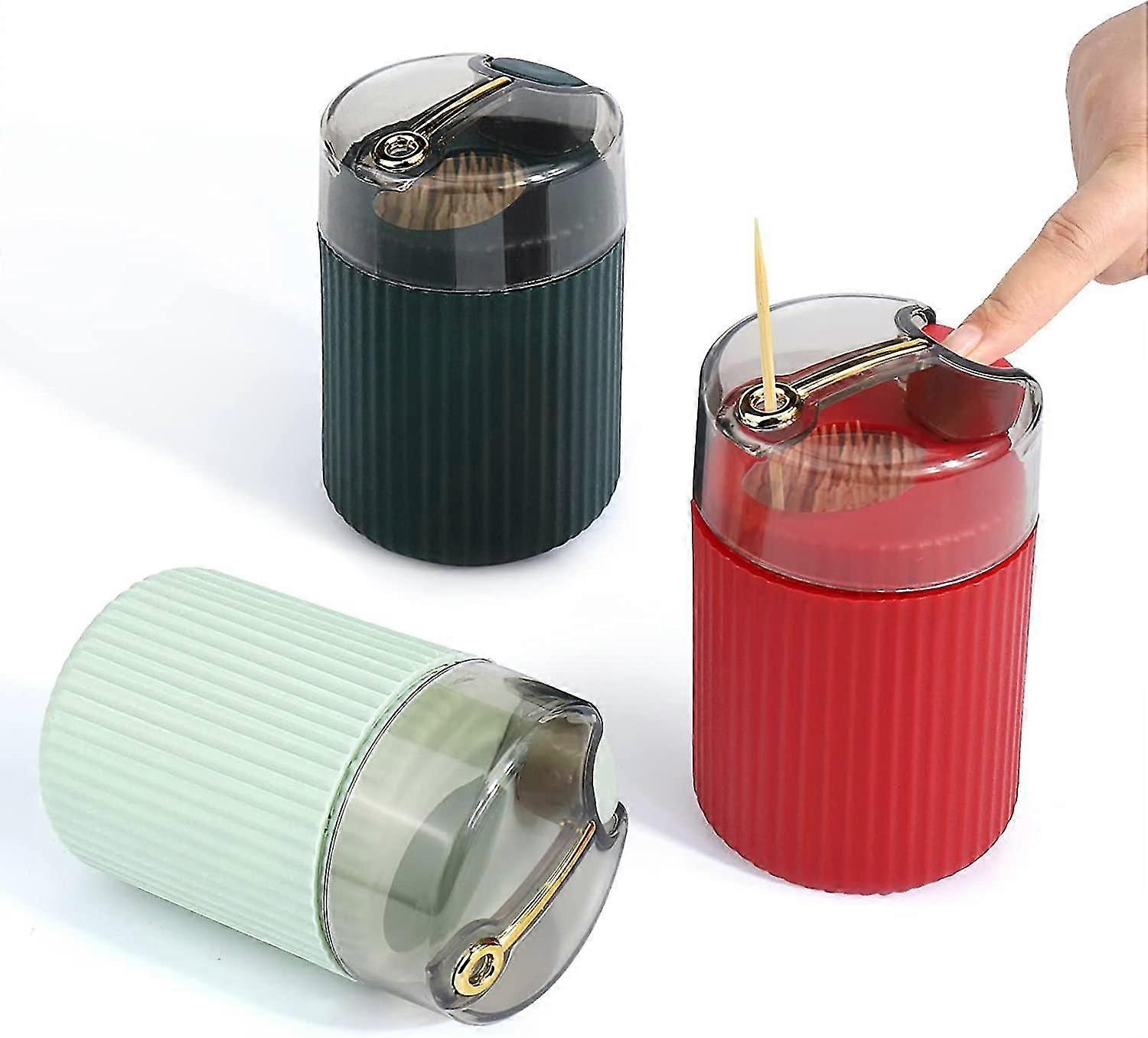 3Pcs Toothpick Holder,Automatic Toothpick Dispenser,Pop Up Toothpick Dispenser for Home