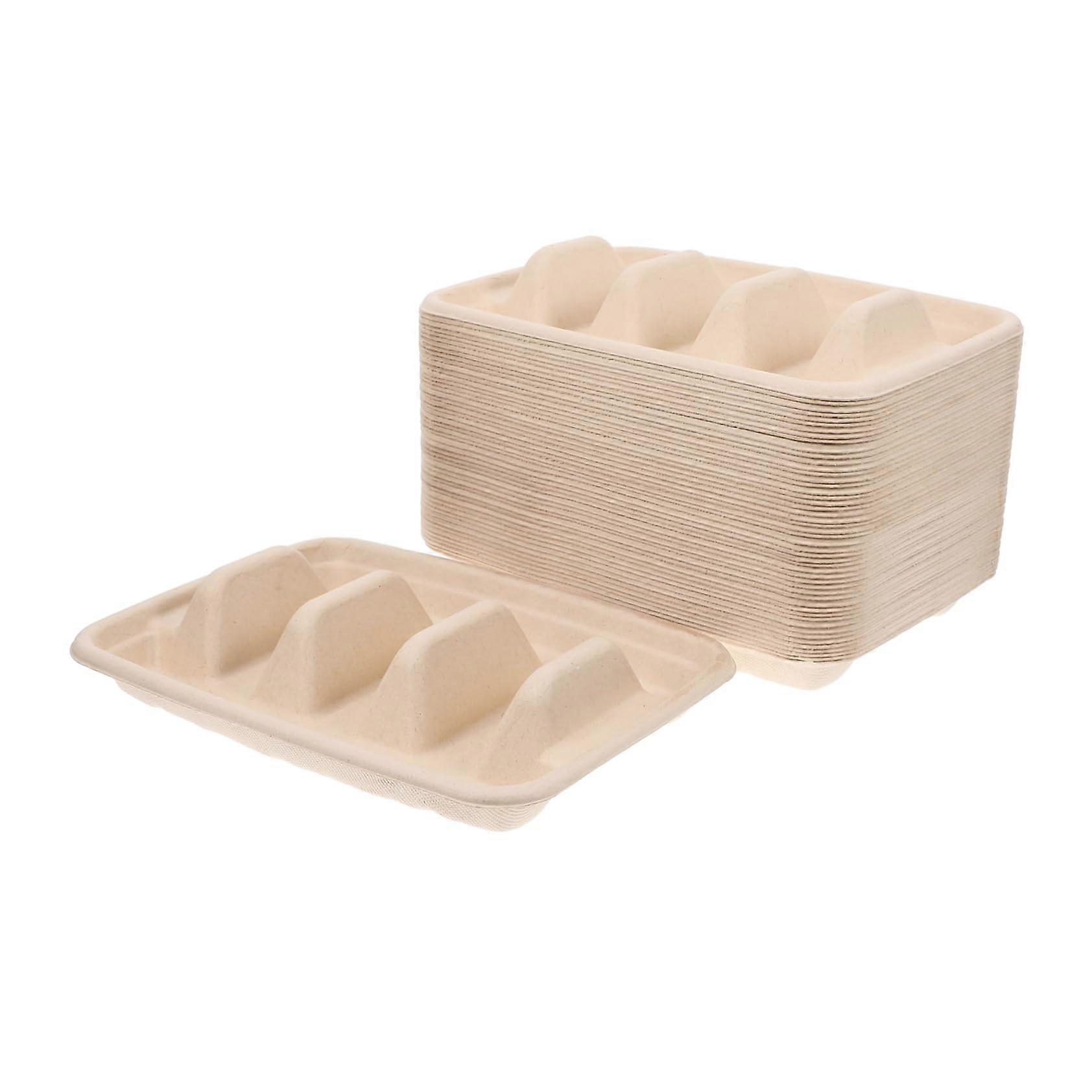 50 disposable taco holder plates for parties, cardboard taco boxes for fiesta decorations, catering for buffets, large events