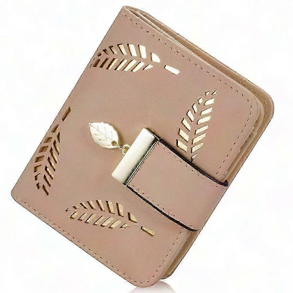 Women's Leaf Wallet Spacious Bifold Credit Card Holder with Hollow Leaf Pattern