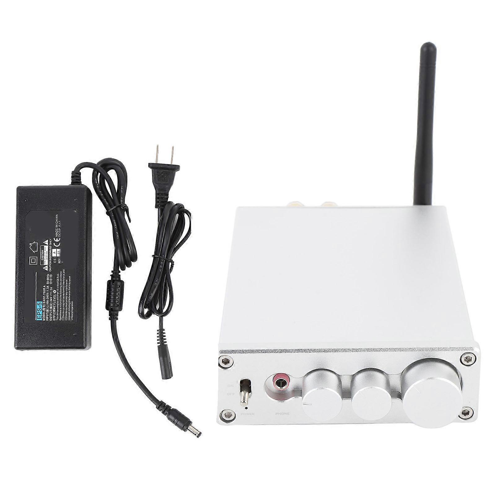 Silver 2 Channel Stereo Amplifier - Wireless BT5.0, Versatile Inputs, Indoor/Outdoor Use