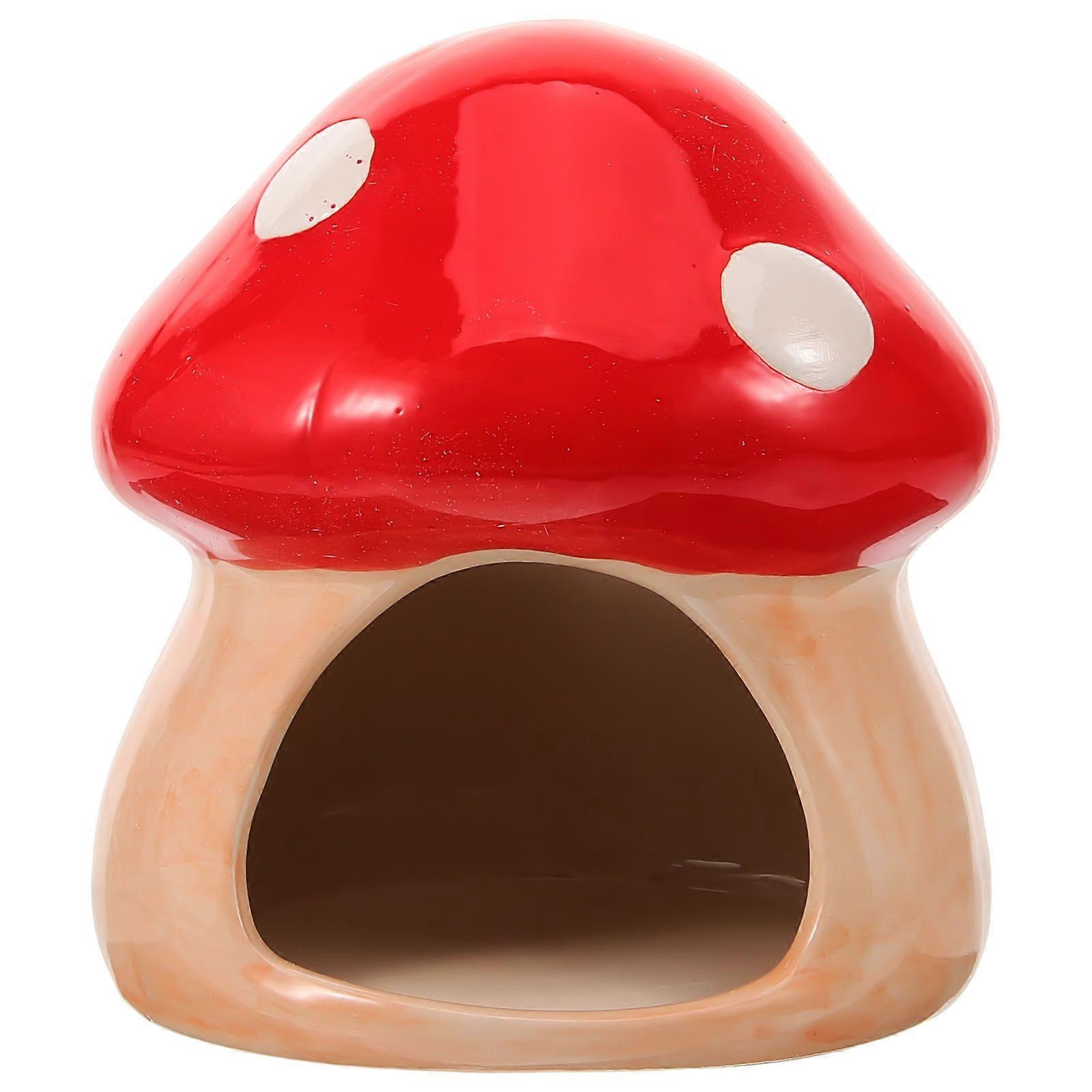 Mushroom Hamster Hideout Ceramic Material Delivers Comfort 1 Piece