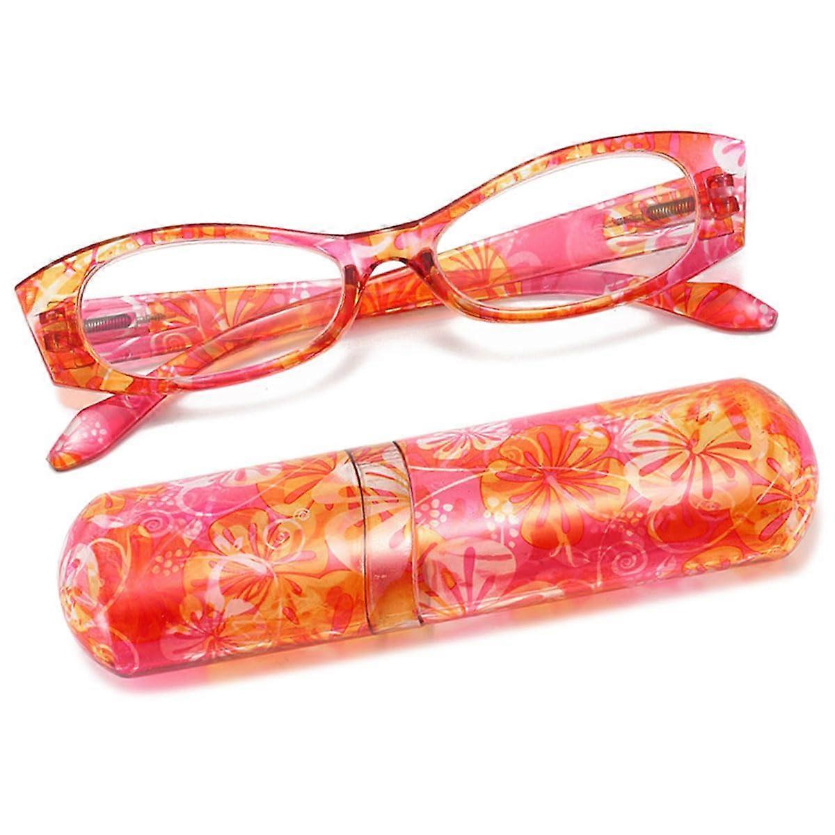 Reading Glasses with Case Women's Flowers Spring Hinge Light Full Edge 1x Red 2.5x