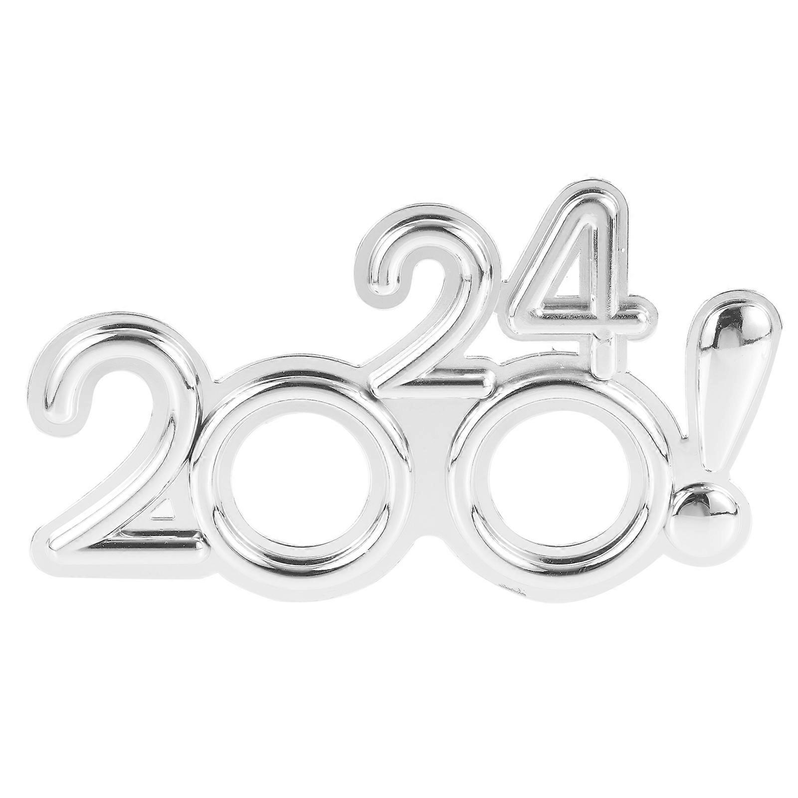 Happy New Year's Eve Glasses Party Accessory Silver Number Shape Festive Design 19.5x11.5cm 1 Pair