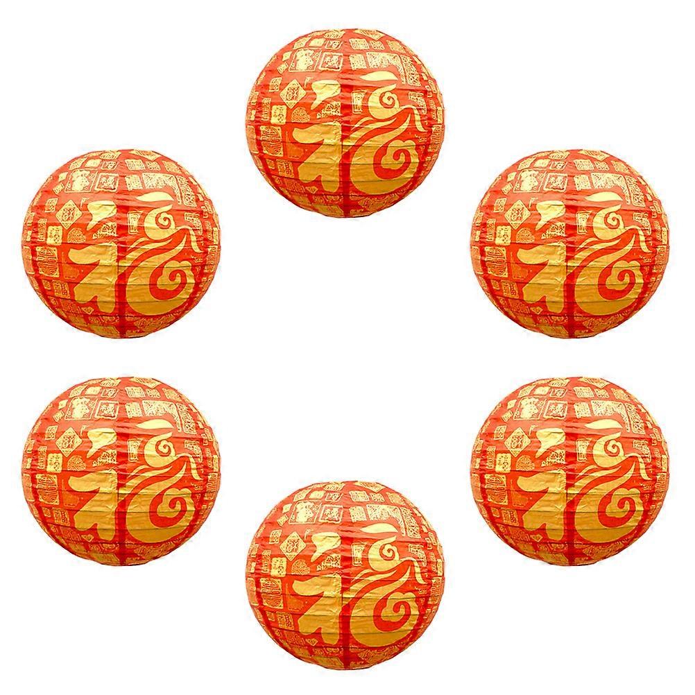 ハンギングランタン装飾的な旧正月のお祝い赤いラウンドパーティー用品30cmスチール6個