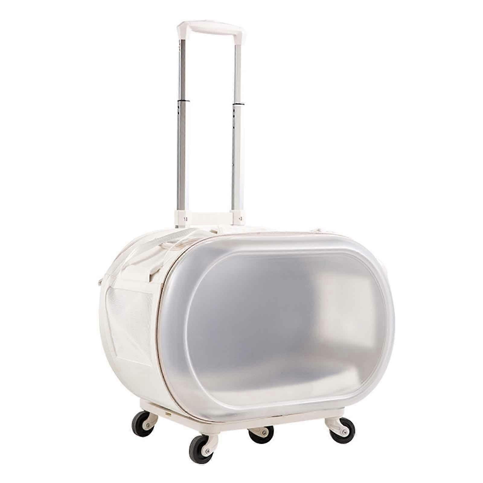 Cat Stroller for Small Dogs, Transparent Frosted Pet Carrier with Removable Wheels, Travel Trolley Bag, 360° Rotatable Design