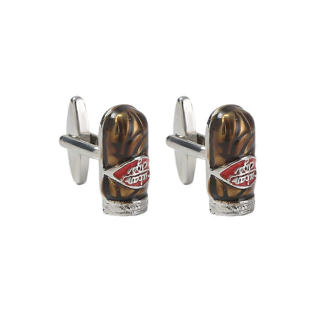 Men's Cufflinks 1 Pair Cylindrical Cufflinks with Printed Lacquered Cufflinks for Men Brown Cufflinks
