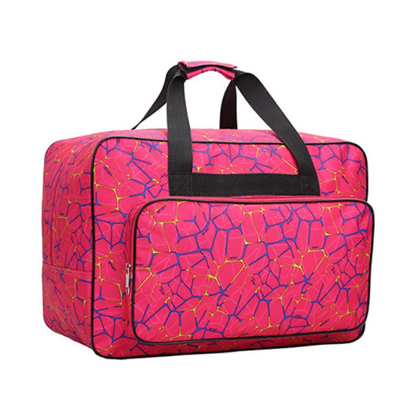 Sewing Machine Carrying Bag with Accessory Compartment, Nylon Fabric Padded for Safe Transport and Travel Use, Rose Red