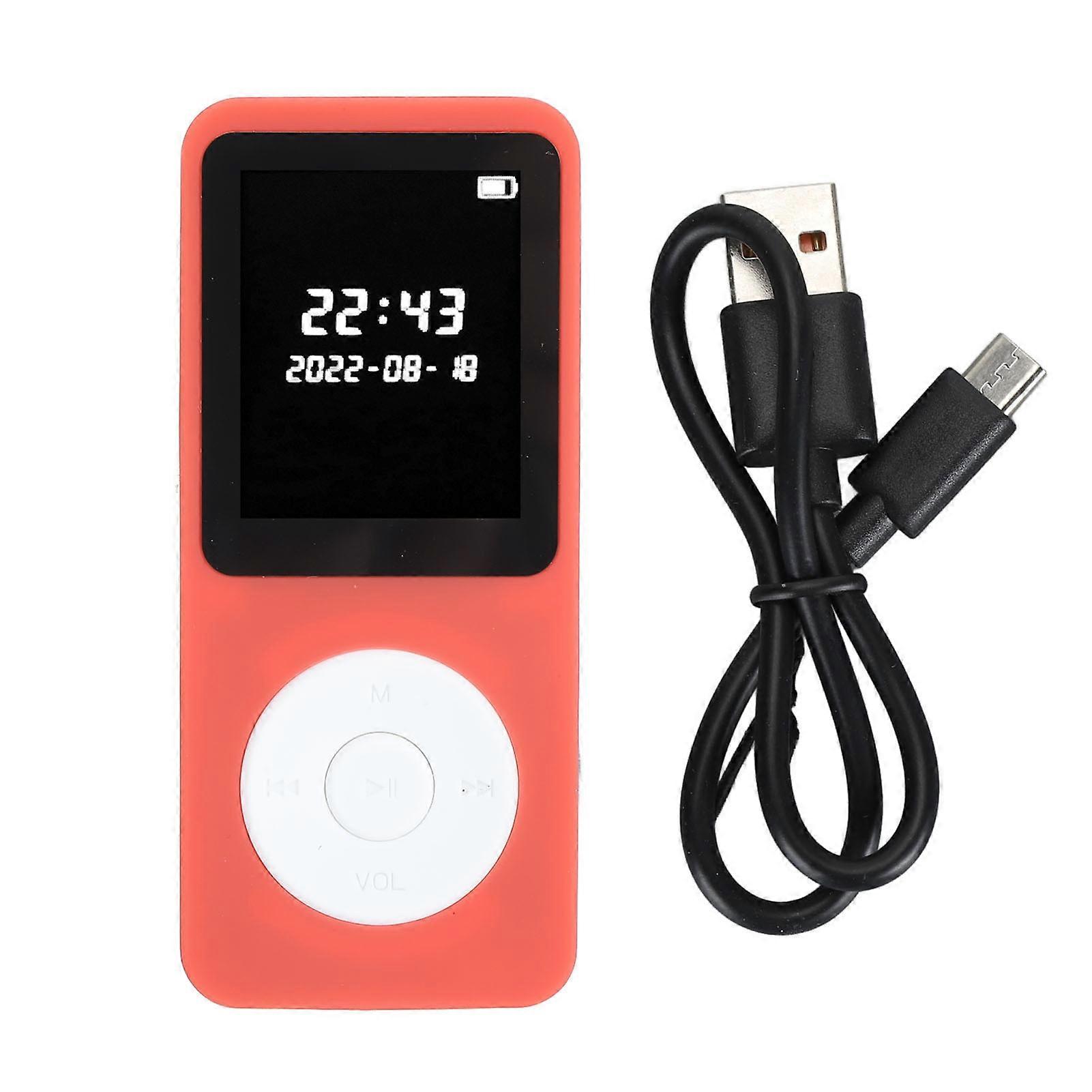 Portable HiFi MP3 Player with Bluetooth 5.0, FM Radio, Recorder, 32GB Memory, Red