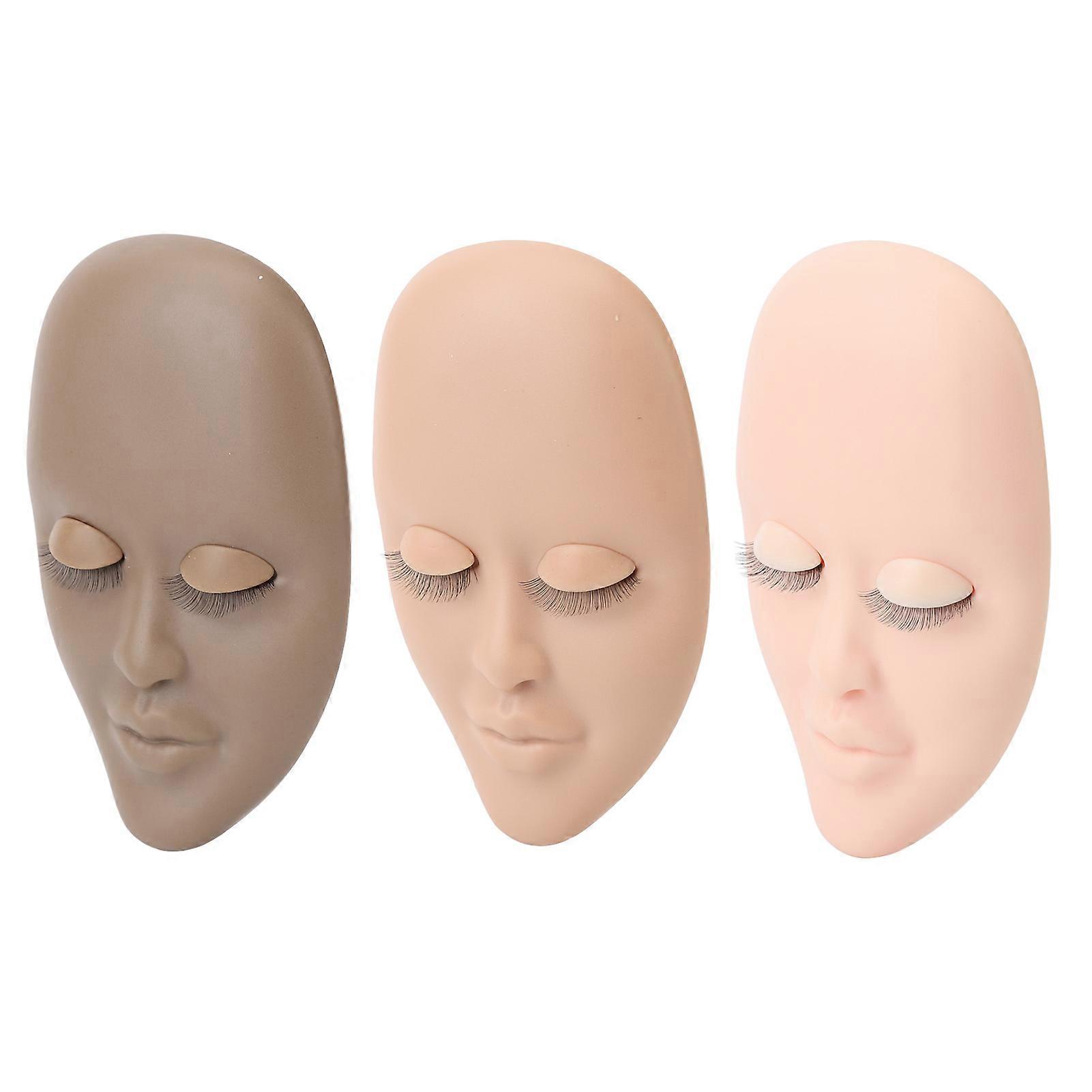 3pcs Eyelash Mannequin Head Lash Extension Training Practice Head with Removable Eyelids Double Layer Lashes