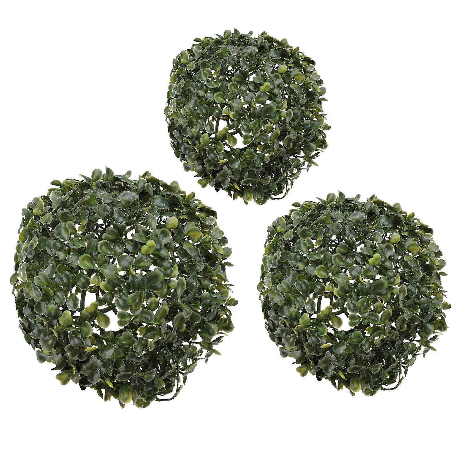 Artificial Grass Balls for Decoration Made of Plastic Green Vibrant Colors 3Pcs