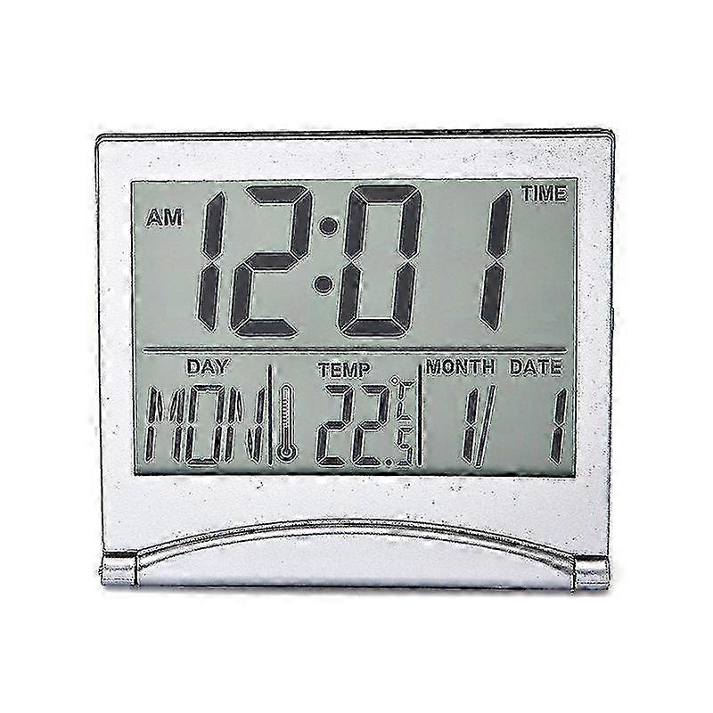 Folding Desktop Digital Alarm Clock with Date & Temperature Display