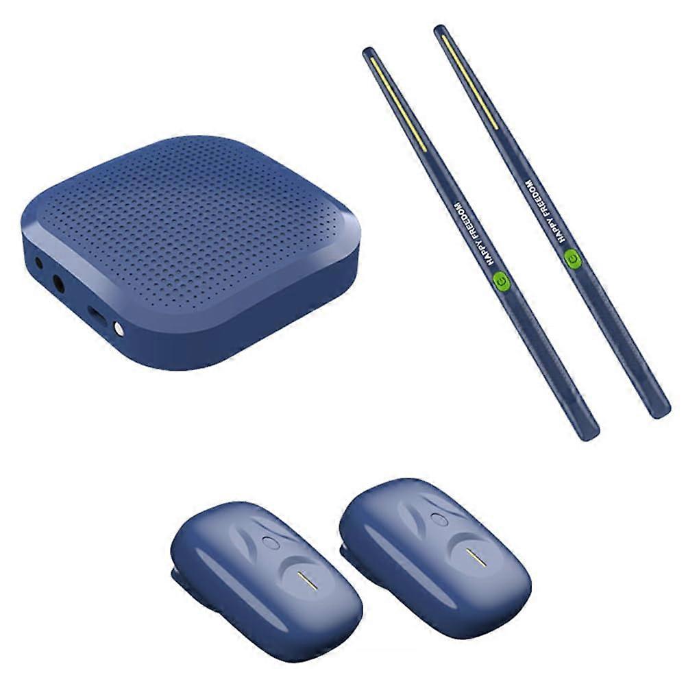 Electronic Virtual Air Drum Drumsticks Pedals Professional Intelligent Electronic Drum Kit for Beginners, Kids and Adults Enjoy Dark Blue