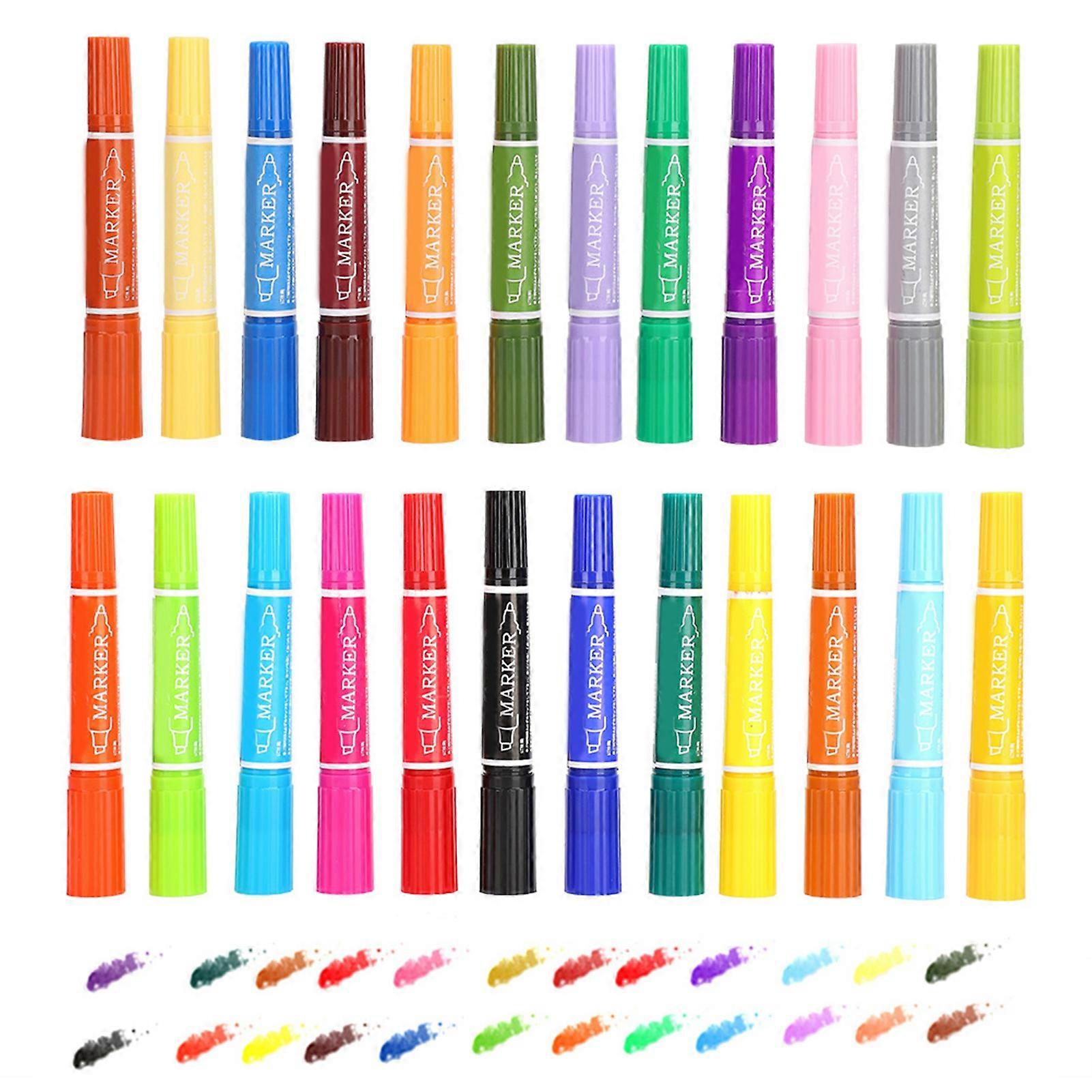 Marker Set Double Headed 24 Color Oily Marker Multipurpose Plastic Student Painting Tools