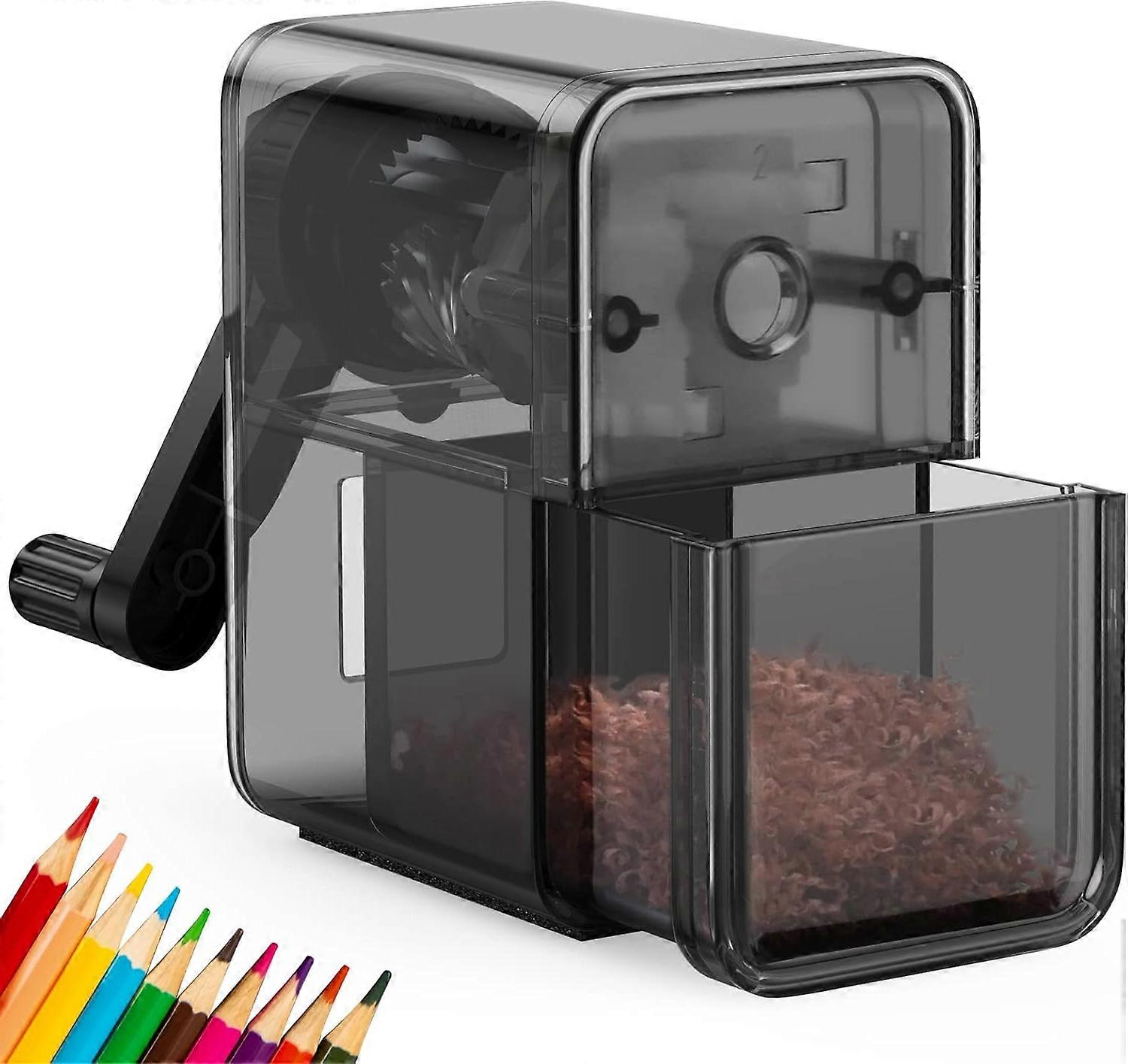 Manual Pencil Sharpener for Kids & Artists, Fast Sharpening with Durable Blade for No.2 & Colored Pencils, Ideal for School Classroom Home Use, Black