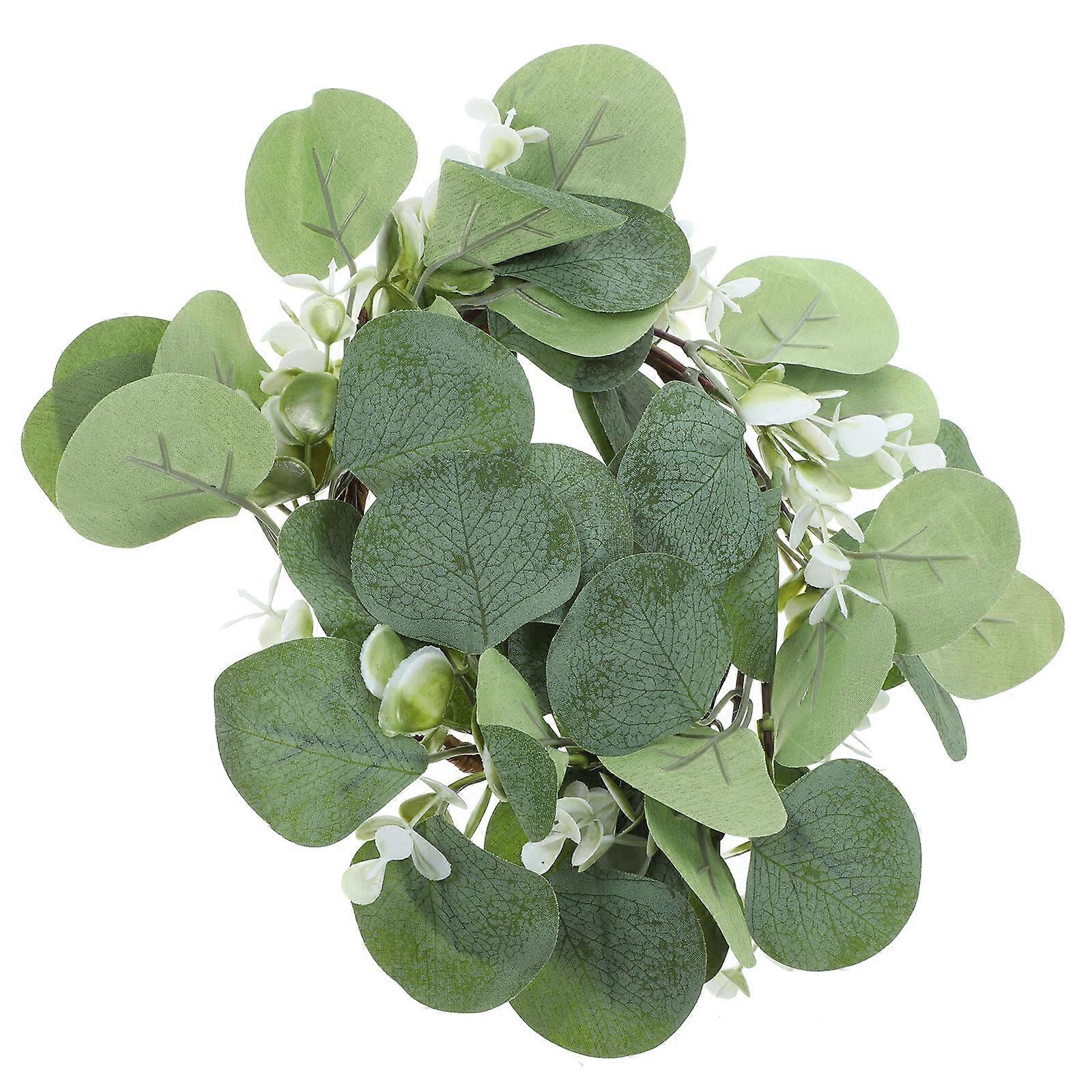 Eucalyptus Candle Wreath Artificial Greenery Decoration for Home Parties and Festivals – Indoor and Front Door Use