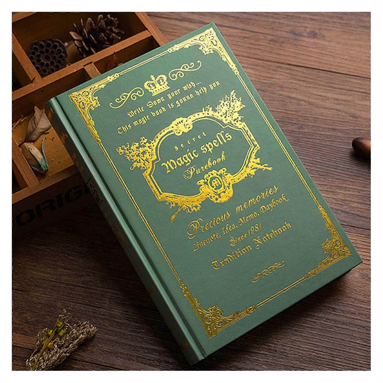 European Retro Thick Magic Notebook Creative A5 Diary Book Classic Gifts for Students (Color: Legend Green)